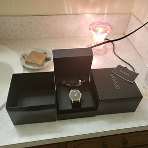 New Movado Museum Gold Black Band